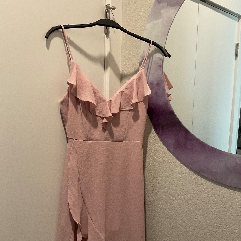 Simple Yet Elegant Blush Pink Ruffle Front Slit M… - image 4